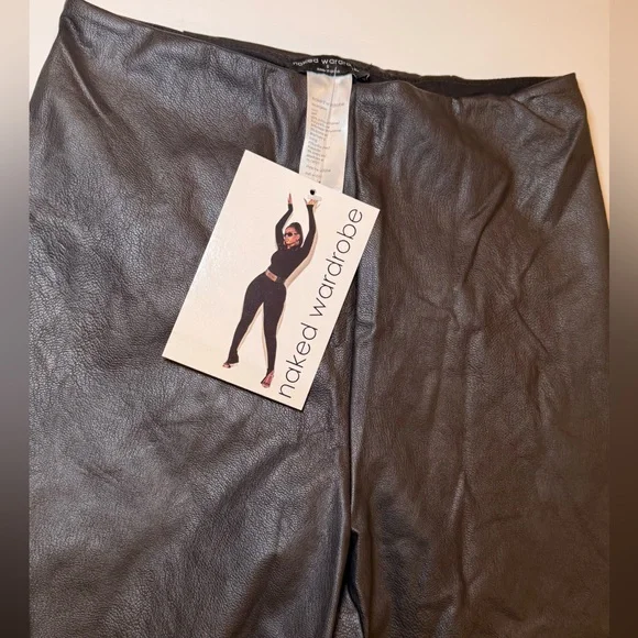 Naked Wardrobe Black High-Waisted drip on drip faux leather leggings pants - Picture 6 of 6